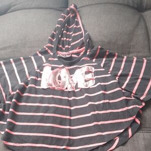 Kids Black and Pink Striped Hoodie
